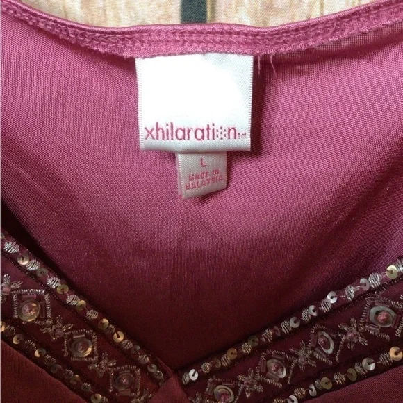 Large rose pink v shape camisole with sparkle bead work (0101) - Picture 5 of 6